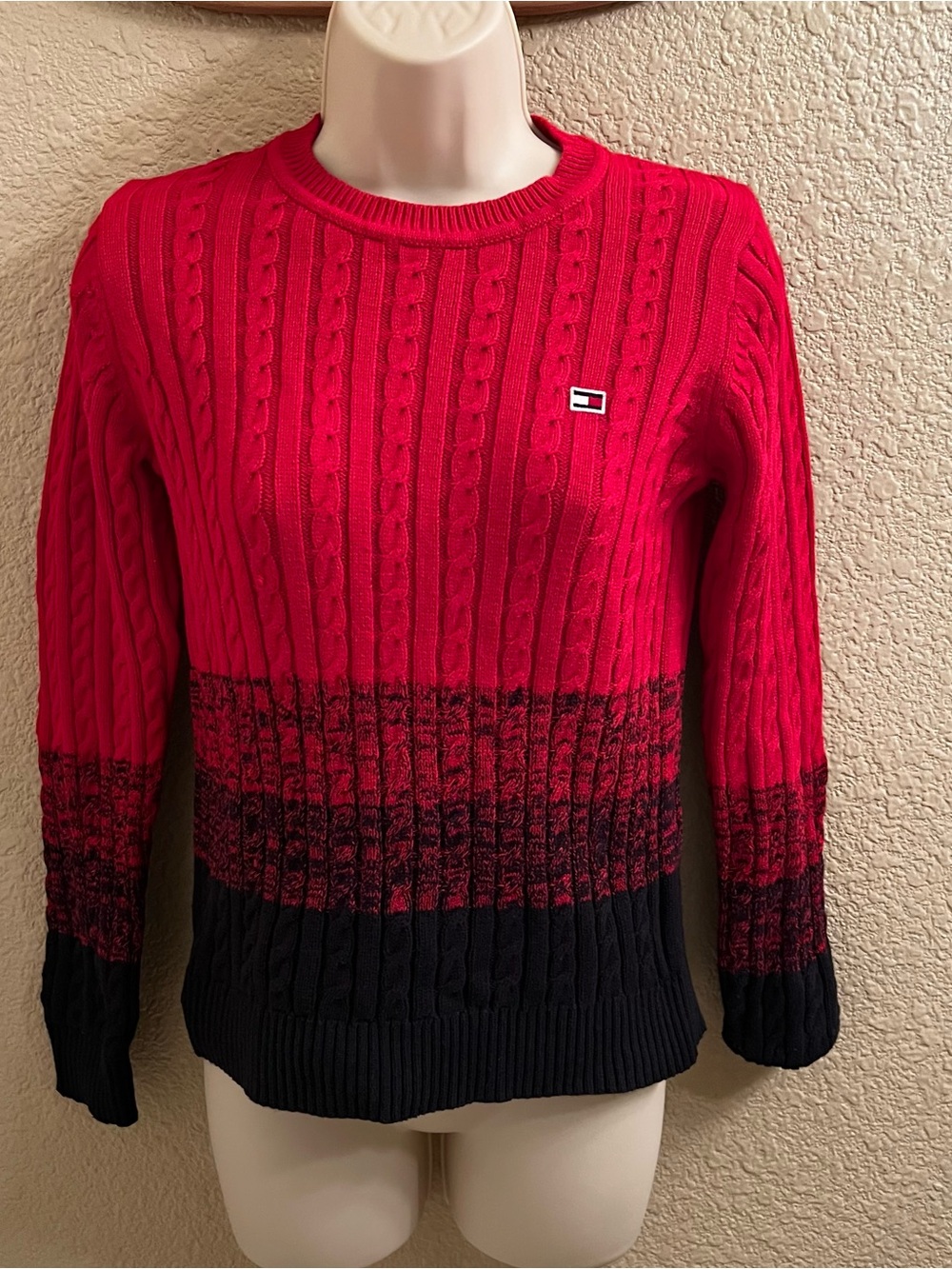 Tommy Hilfiger Red Cable Knit Sweater XS